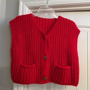 Red Knitted Women's Sweater Vest size small